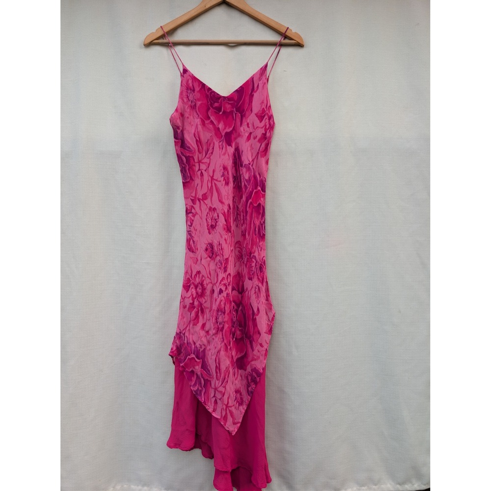 PHOOL Floral Asymmetric Slip Dress Womens S Pink Rayon Y2K Fairycore
